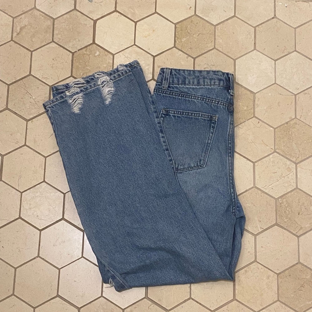 Vanilla Star Womens Destressed Straight Leg Jeans